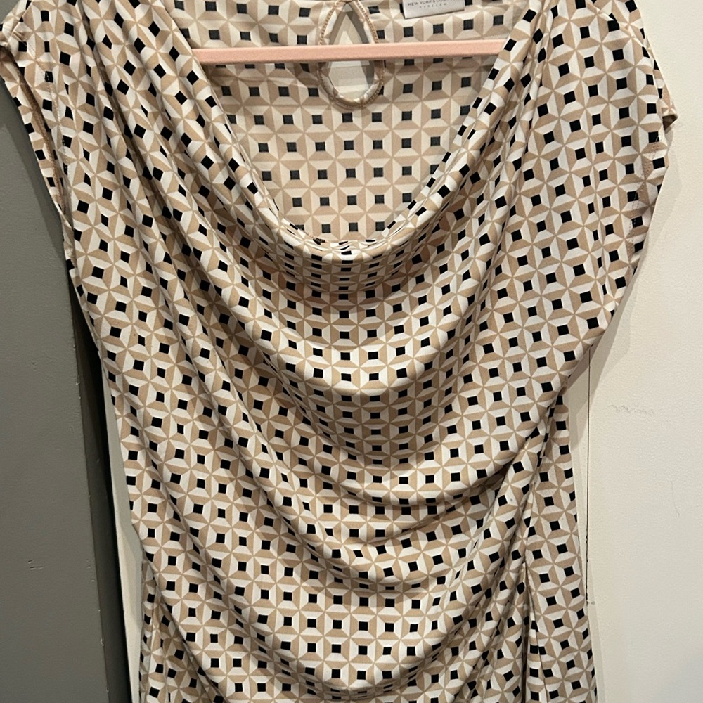New York & Company Cream Ruched Blouse
